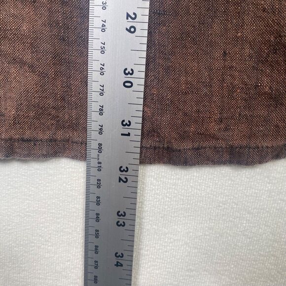 Flax by Angelheart 100% Linen Button Down Shirt – Brown, Size L - Picture 10 of 11